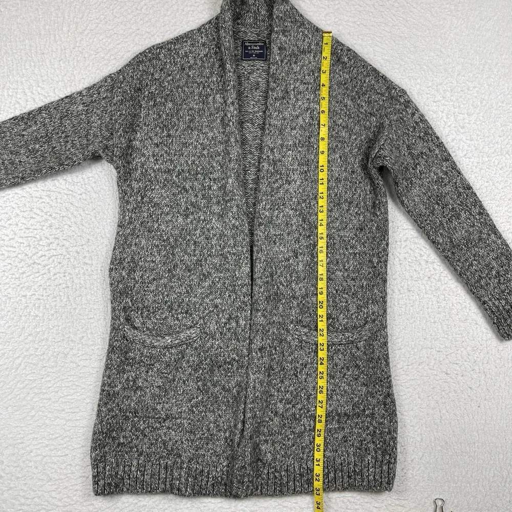 Abercrombie & Fitch Cardigan Womens‎ Medium Gray Marled Shawl Collar Open Front